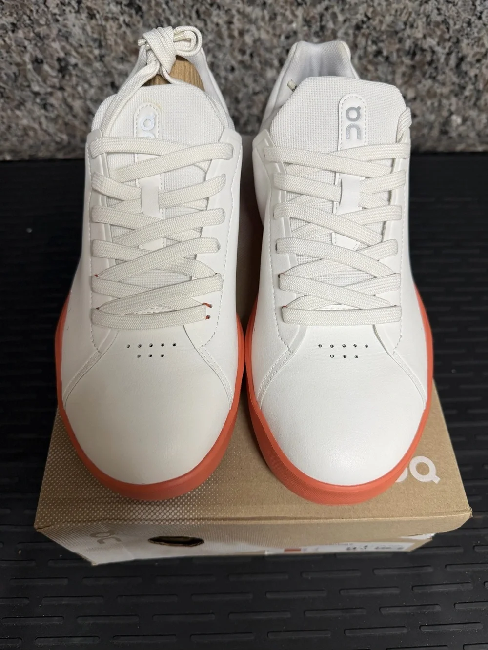 On Roger Advantage Men's Sneakers in White with Orange Sole